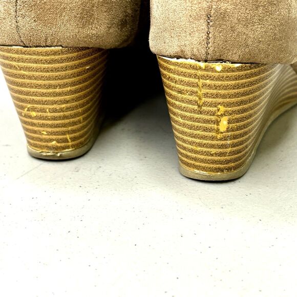 Nine‎ West Lotus Brown Fabric Mid Wedge Ankle Bootie Womens Size 6M - Picture 10 of 12